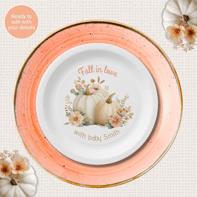 Baby Shower Papierplatten Kürbisse "Fall in Love" Pappteller (Von Creator hochgeladen)