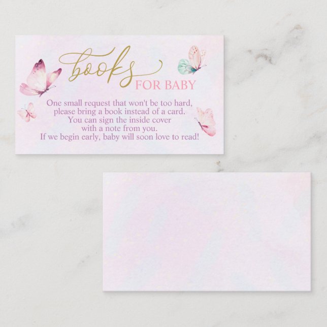Baby shower papillon Apportez une carte de livre (Devant / Derrière)