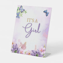 Baby shower papillon C'est une fille signe de piéd