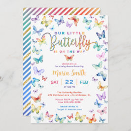 Baby shower papillon coloré Invitation