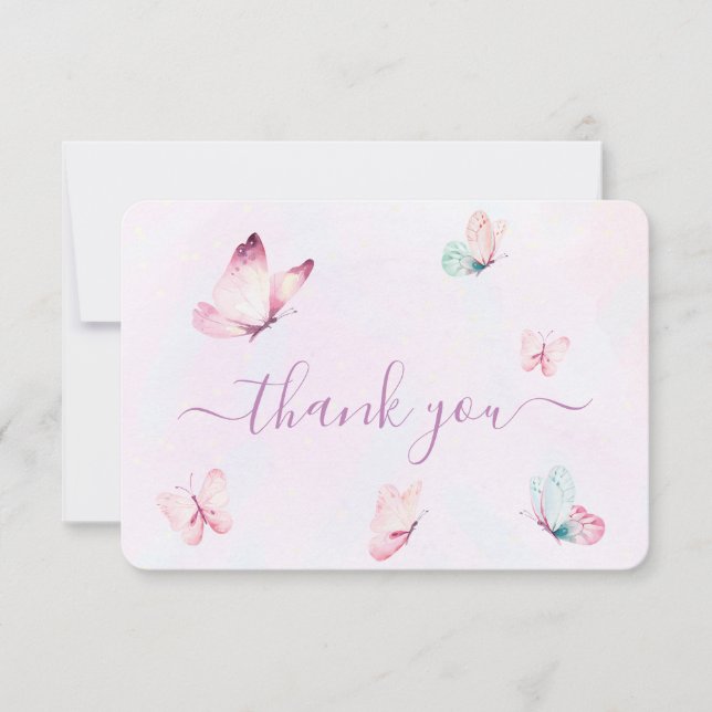 Baby shower papillon Fille Carte de remerciements  (Devant)