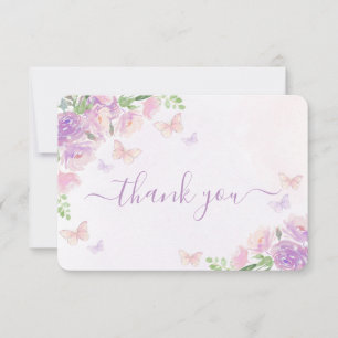 Baby shower papillon Fille Carte de remerciements