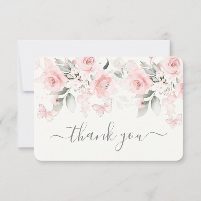 Baby shower papillon Fille Carte de remerciements  (Devant)