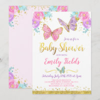 Baby shower papillon Invitation Baby shower fille