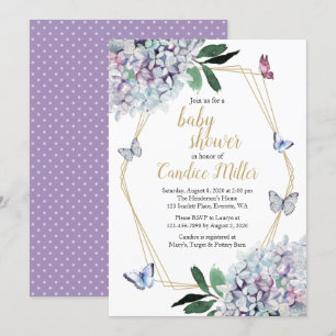 baby shower papillon invitation invitations violet