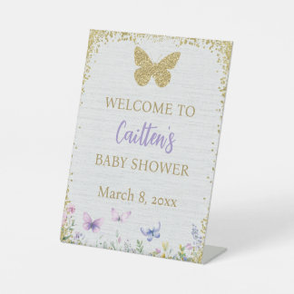 Baby shower papillon - Panneau de piédestal de bie