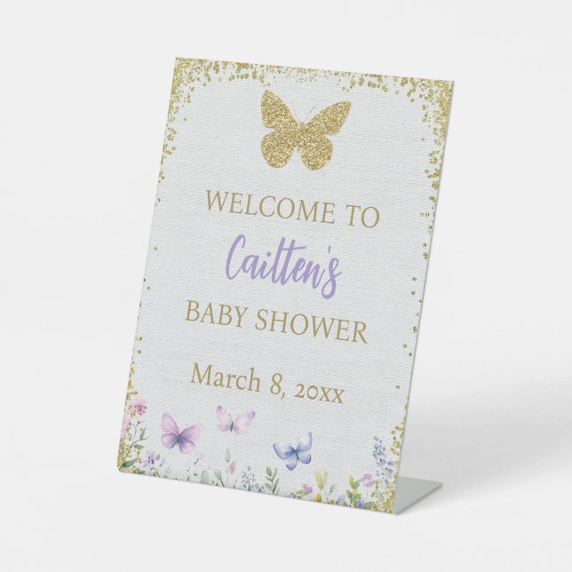 Baby shower papillon - Panneau de piédestal de bie (Recto)