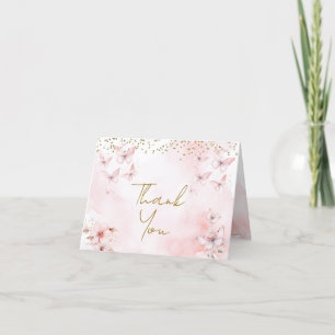 Baby shower papillon rose Carte de remerciements p