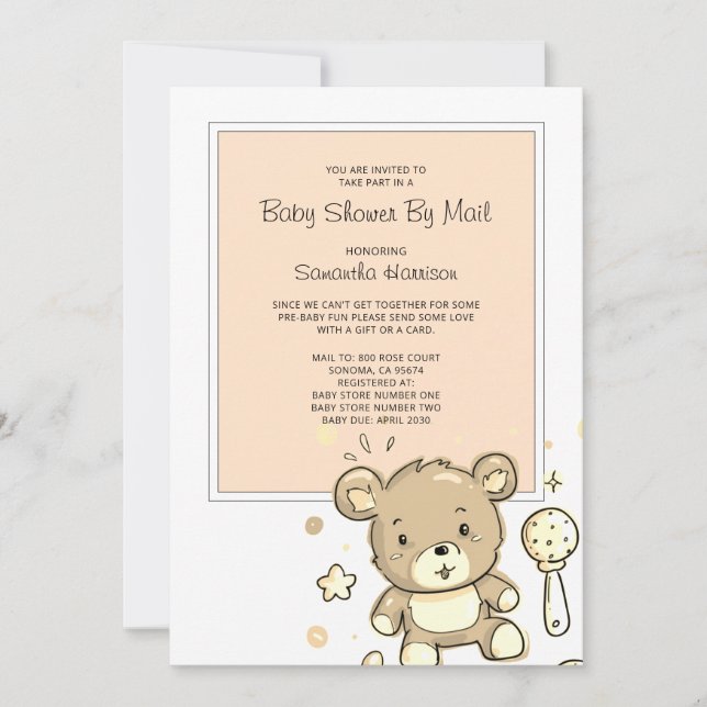 Baby shower Par Courrier Invitation (Devant)
