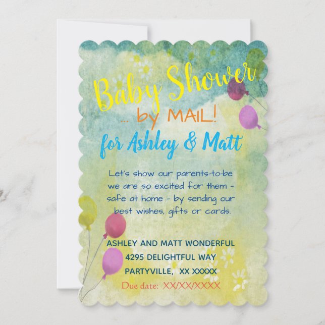 Baby shower par la poste Ballons Invitation (Devant)