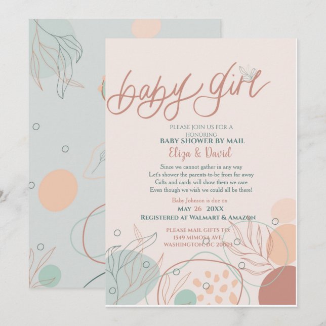 Baby shower par Mail Girl Invitation (Devant / Derrière)