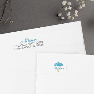 Baby shower-parapluie bleu - Étiquettes d'adresse 