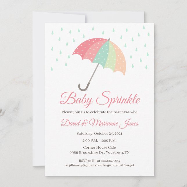 Baby shower parapluie Invitation C'est une fille (Devant)