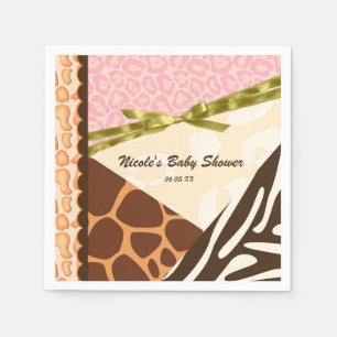 Baby-Shower-Party für Mädchen mit rosa Safari-Prin Serviette