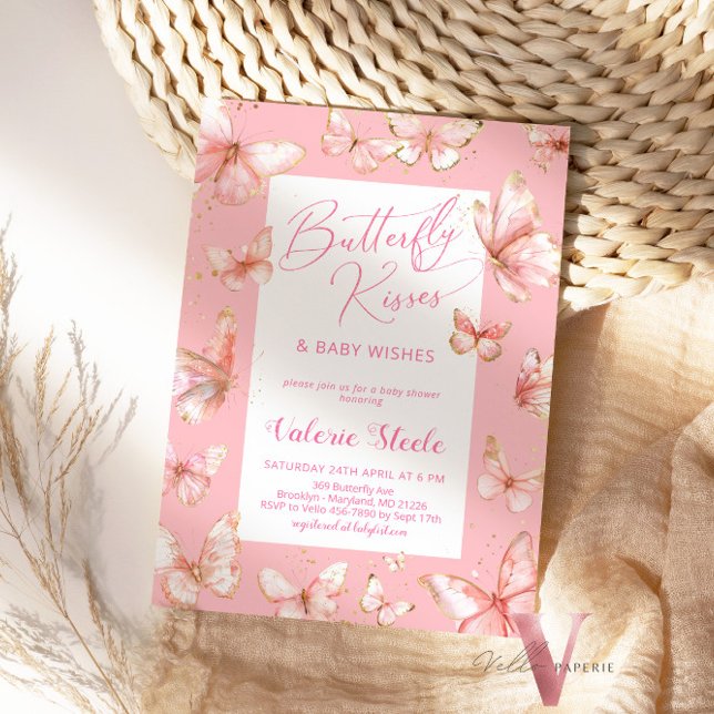 Baby shower Pastel Pink Butterfly Invitation (Créateur téléchargé)