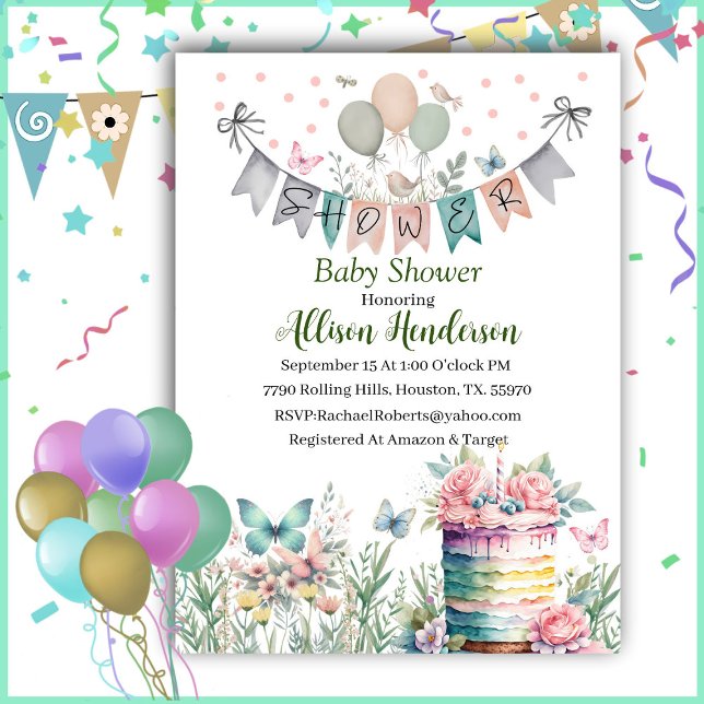 Baby shower Pastel Watercolor Invitation (Créateur téléchargé)
