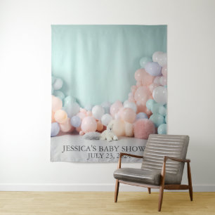Baby-Shower-Pastell-Ballonhintergrund Wandteppich