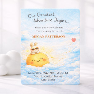 Baby-Shower-Pastell-Hasen-Sonnenschein Einladung