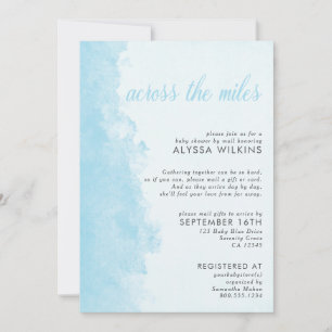 Baby-Shower per Post Elegante Tintenwaschung Blau Einladung