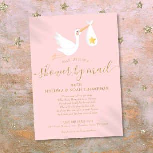 Baby Shower per Post - Langstrecken-Storch Rosa Einladung