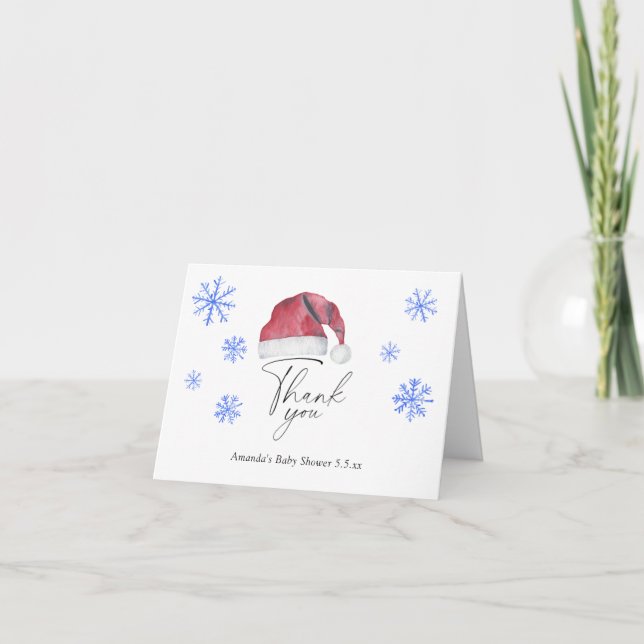 BABY SHOWER PÈRE NOËL - CARTE DE REMERCIEMENTS (Devant)