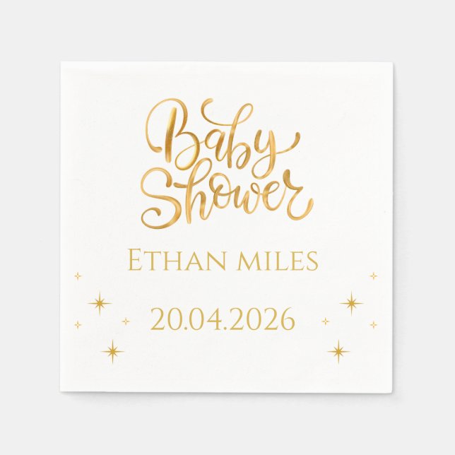 Baby Shower Personalized Name And Date Napkin Serviette (Vorderseite)