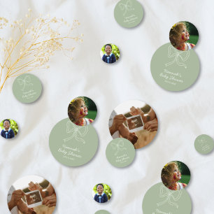 Baby shower personnalisé Photo Confetti Sage Green