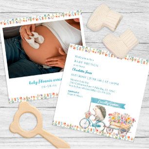 Baby shower photo Blue Hedgehog Invitation