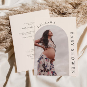 Baby shower photo Boho Arch moderne Invitation