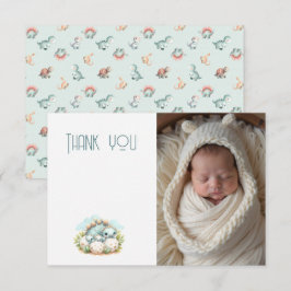 Baby Shower Photo Thank You Note Dinosaur Dino Dankeskarte