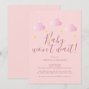 Baby shower, Pincer la carte d'annulation rose