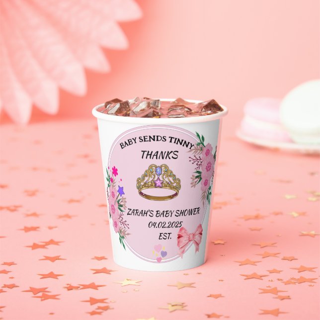 BABY SHOWER PINK FLORAL PAPIER CUPS PAPPBECHER (Insitu)