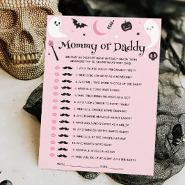 Baby shower Pink Halloween Devinez Qui Joue Carte