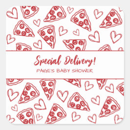 Baby Shower Pizza Party Italienische Sonderlieferu Quadratischer Aufkleber