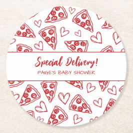 Baby Shower Pizza Party Italienische Sonderlieferu Runder Pappuntersetzer