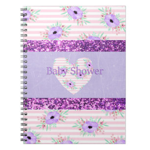 Baby-Shower-Planungsnotizbuch Lila & Rosa Floral Notizblock