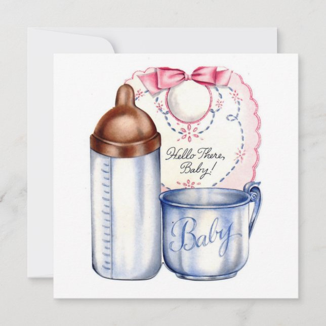 Baby Shower Platz Einladung Bier, Flasche und Tass (Vorderseite)