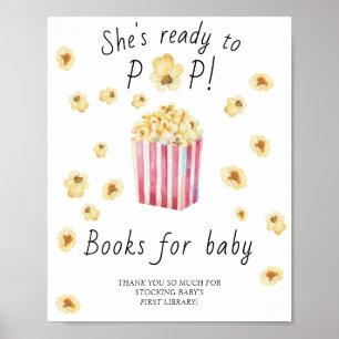 Baby shower Popcorn - livres pour bébé poster