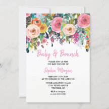 Baby shower pour bébé et brunch Invitation à fleur