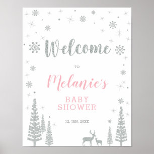 Baby shower pour fille d'hiver, Saupoudrer Affiche