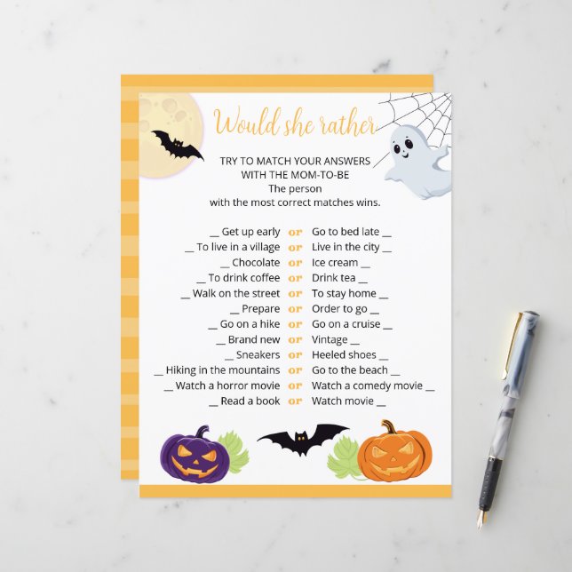 Baby shower pour la feuille d'Halloween Little Boo (Devant/Arrière en situation)