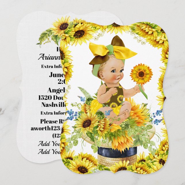 Baby shower précieux ou invitation d'anniversaire (Devant / Derrière)