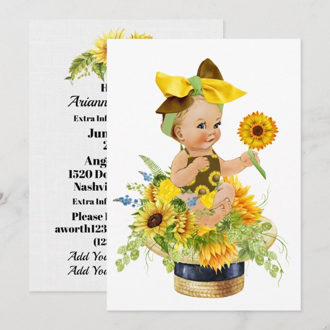 Baby shower précieux ou invitation d'anniversaire (Devant / Derrière)