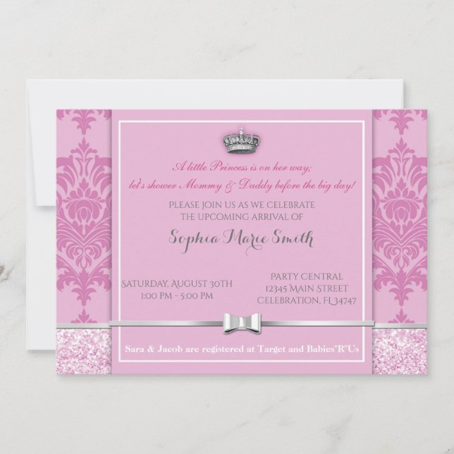 Baby shower Princesse Invitation (Devant)