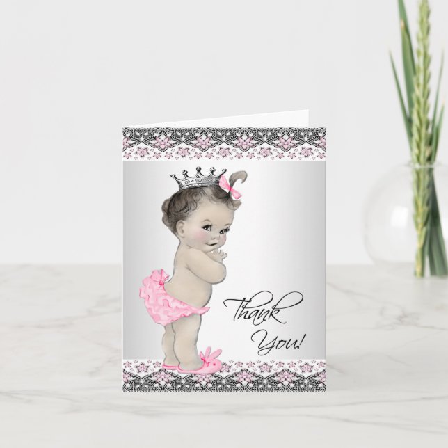 Baby shower princesse rose Merci Cartes (Devant)