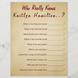 Baby Shower Quiz Spiel Vintages Parchment