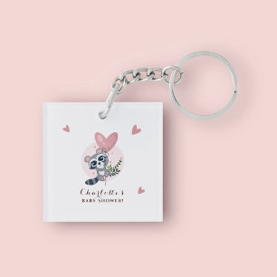 Baby shower Raccoon rose mignon minimaliste