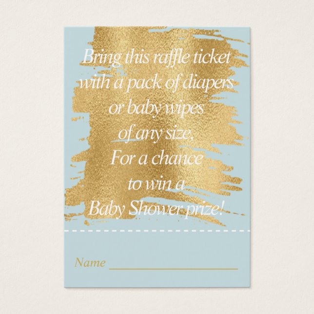 Baby Shower Raffle Ticket/Classic Blue/Gold (Vorderseite)