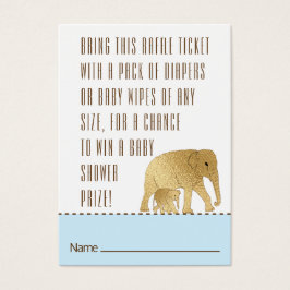 Baby Shower Raffle Ticket Elephant Gold Blue