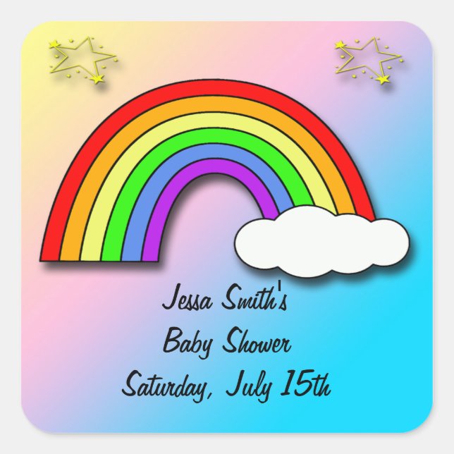 Baby shower Rainbow Favoriser les autocollants (Devant)